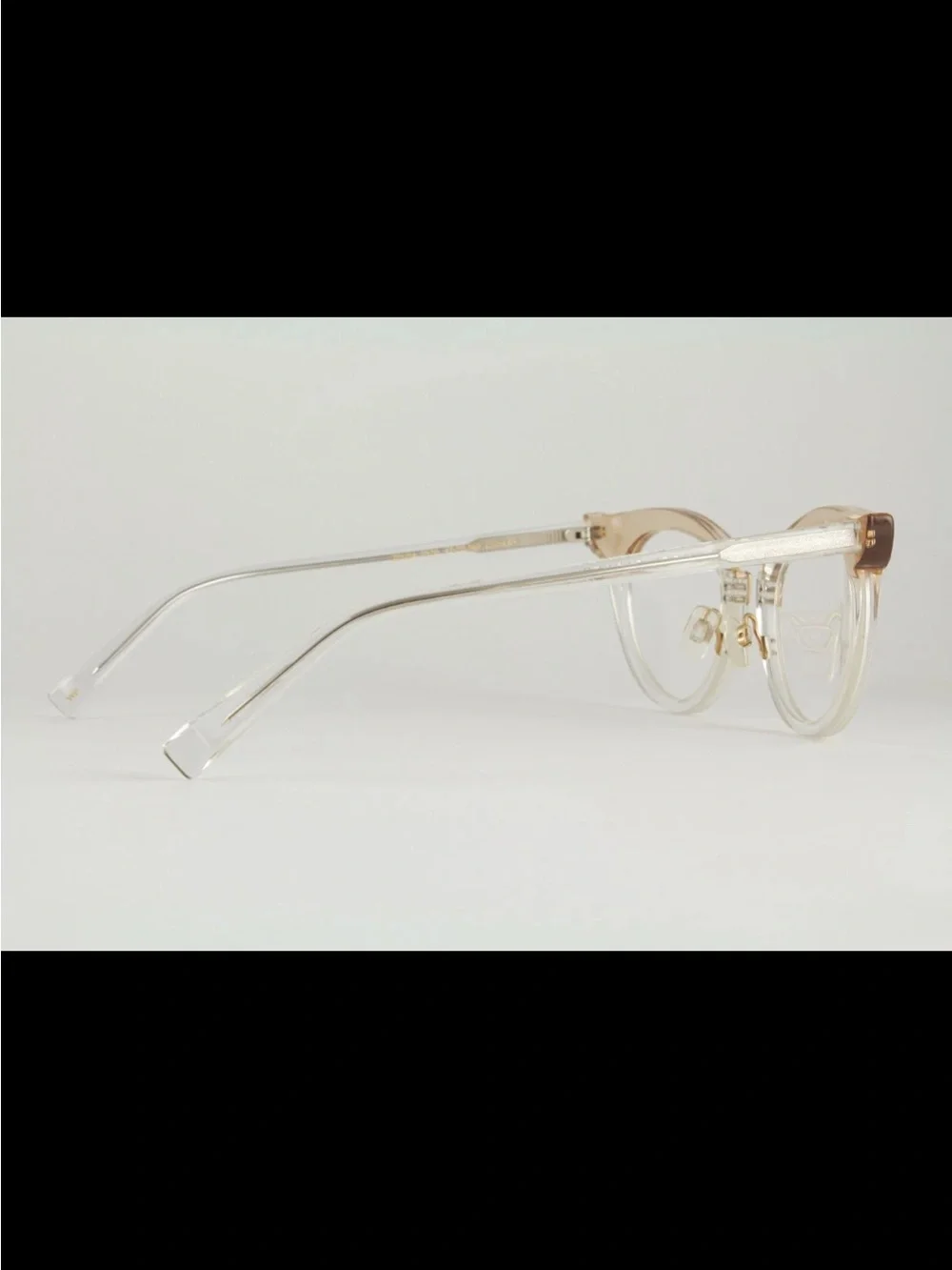Warby Parker Zelda Leith 47mm Crystal Peach & Gold Rimless-Style Glasses RARE